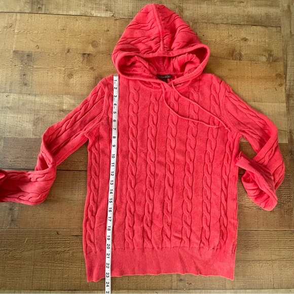 Brooks Brothers Cable Knit Pullover Hoodie Sweater 100% Cotton SMALL Coral Pink - Picture 6 of 7